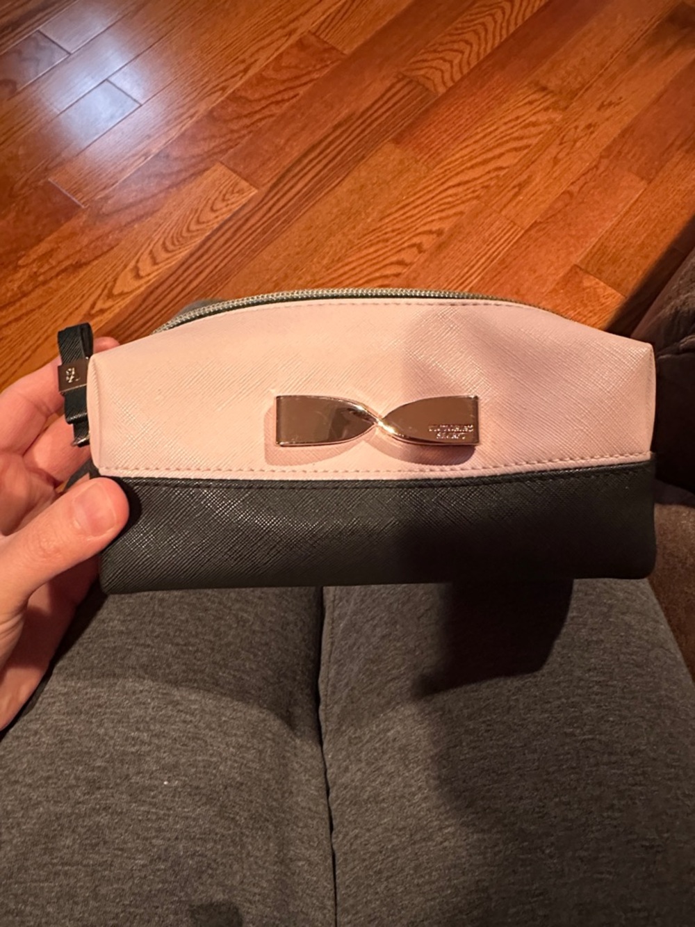 Victoria secret  Two-Tone Pink and Black Bow Cosmetic Case